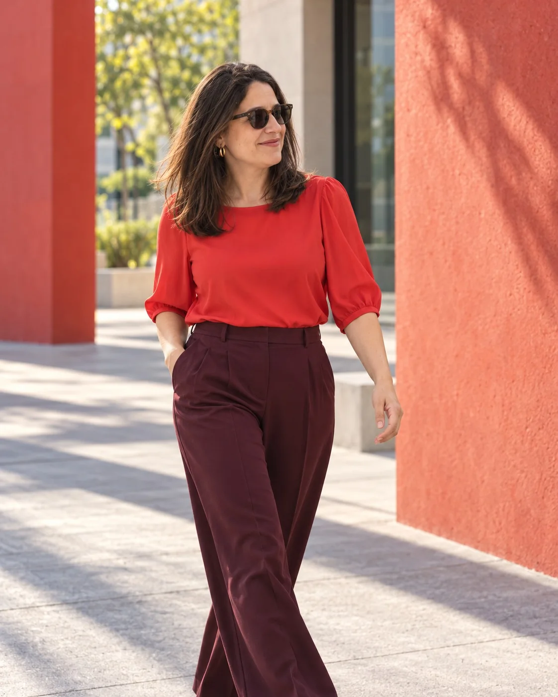 Paula Wegier walking outdoors in Barcelona